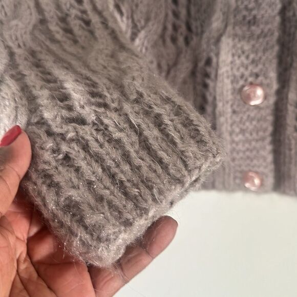 Christine Vintage Hand Knit Wool Blend Cardigan Sweater S - Picture 4 of 7